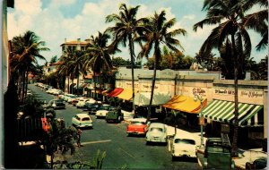 Vtg Palm Beach FL Worth Avenue Street View Old Cars Tourist Shops 1950s Postcard