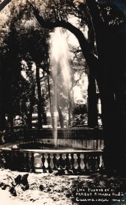 Vintage Postcard Fountain in the Park Cuernavaca Morelos Mexico MX RPPC