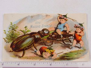 Muzzy's Starch Cherubs Battling Giant Beetle Pudding Recipes On Back F56