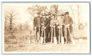 Men Workers Postcard RPPC Photo Construction Shovels c1910's Antique Unposted