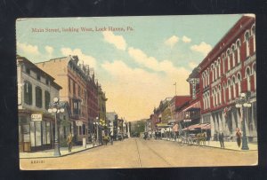 LOCK HAVEN PENNSYLVANIA PA. DOWNTOWN STREET SCENE 1920 VINTAGE POSTCARD