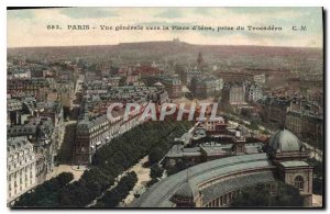 Postcard Old Paris General view to the Place of Jena taken Trocadero