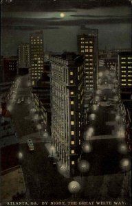 Atlanta GA Great White Way City by Night Trolley c1910 Vintage Postcard