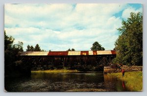 Hemlock Covered Bridge Over Saco River in Maine Vintage Postcard A170