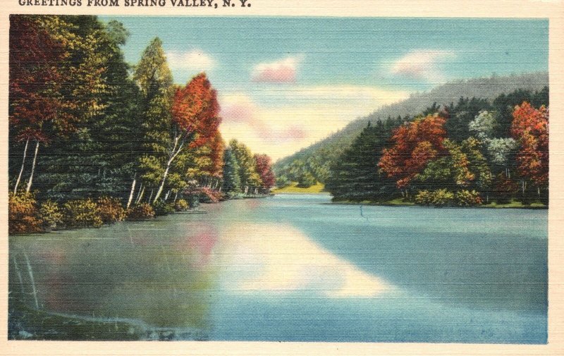 Vintage Postcard Greetings From Spring Valley New York Landscape Series Nature