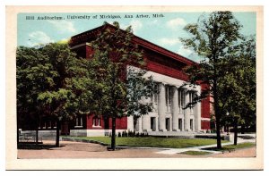 Antique Hill Auditorium, University of Michigan, Ann Arbor, MI Postcard