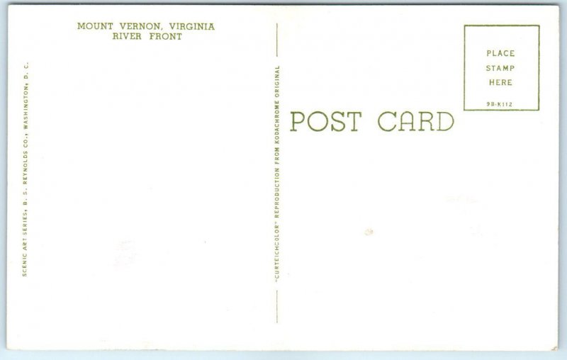 Postcard - River Front - Mount Vernon, Virginia