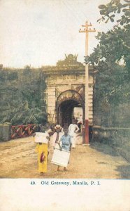 OLD GATEWAY MANILA PHILIPPINES ISLANDS POSTCARD (c. 1910) !!