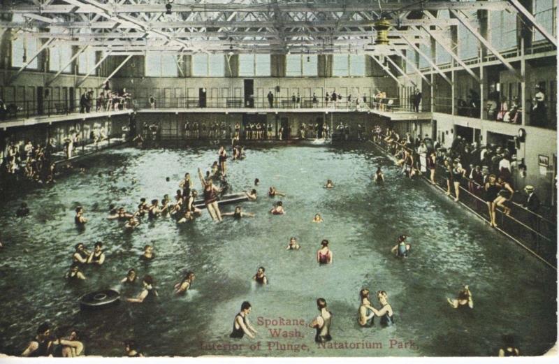 Interior Of Plunge Natatorium Park Spokane WA Washington Unused Postcard E9 