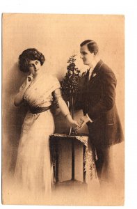 Couple Holding Hands, Vintage Romantic Greeting Postcard Used Norway