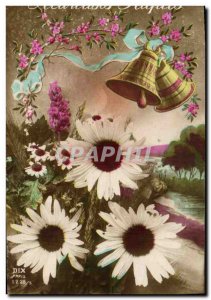 Postcard Old Bell Easter Flowers