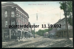 h2609 - MASSENA NY Postcard 1910s Main Street. Store