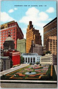 Panoramic View Of Jackson Mississippi MS Front Garden Maze Building Postcard