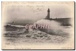 Old Postcard La Jetee a Storm Lighthouse Lighthouse Day