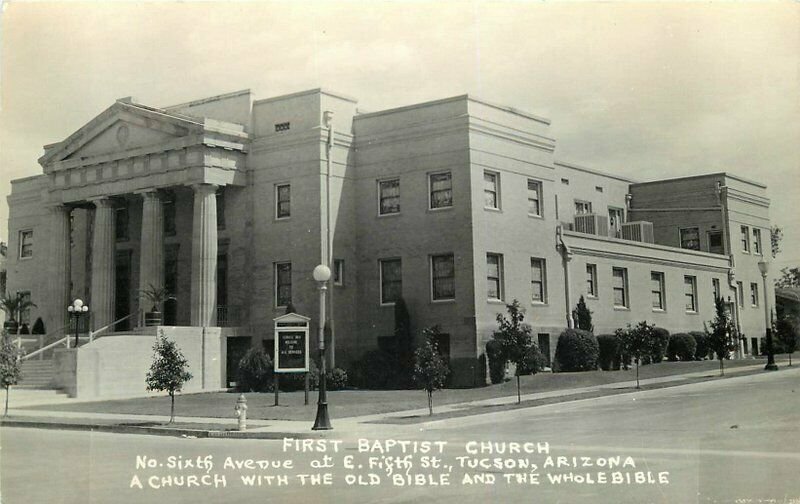 First Baptist Church Tucson Arizona 1940s RPPC Photo Postcard 6900