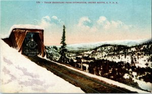 Postcard UT Ogden Route Train Emerging from Snowsheds Southern Pacific ~1910 M73
