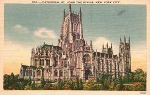 Vintage Postcard 1950's Cathedral St. John The Devine Magnificent Bldg. New York