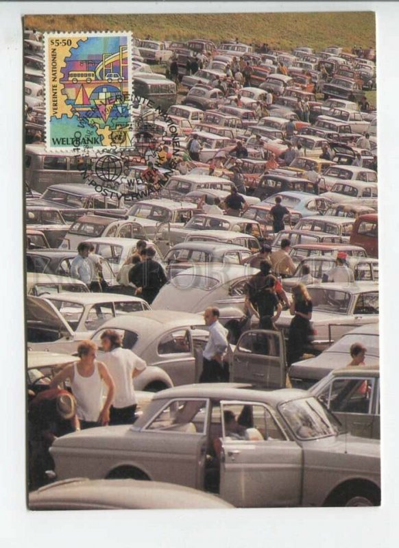 450742 UNITED NATIONS WIEN 1989 year First Day maximum card people and cars