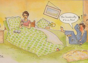 Wife Woman Throws Man Our Of Bed No Sex Comic Postcard