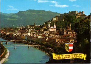 Postcard Austria -  with Salzburg shield and banner
