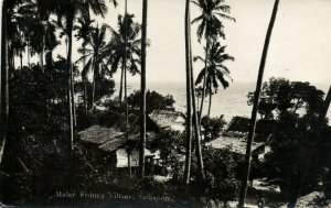 PC CPA SINGAPORE, MALAY FISHING VILLAGE, Vintage REAL PHOTO Postcard (b19696)