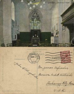 Gibraltar, King's Chapel (1924) Beanland, Malin & Co. Postcard Paquebot Cancel
