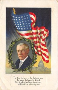 Franklin Delano Roosevelt and American Flag View Postcard Backing 