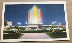 VINTAGE .01 LINEN POSTCARD UNUSED - FOUNTAIN OF LIGHT, ATLANTIC CITY, NEW JERSEY