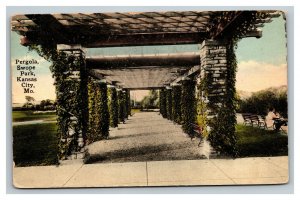 Vintage 1916 Postcard Pergola Park Benches in Swope Park Kansas City Missouri