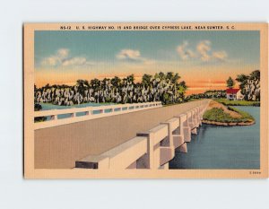 Postcard U. S. Highway No. 15 And Bridge Over Cypress Lake South Carolina USA