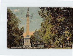 Postcard Pulaski Monument, Monterey Square, Savannah, Georgia