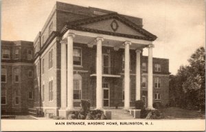 Vtg Burlington New Jersey NJ Masonic Home Main Entrance Postcard