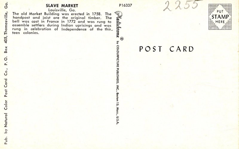 GA - Louisville. Slave Market  