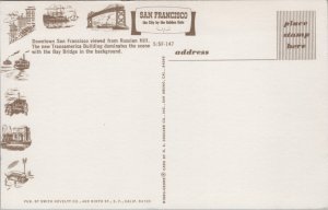 Downtown San Francisco From Russian Hill California Chrome Postcard C181