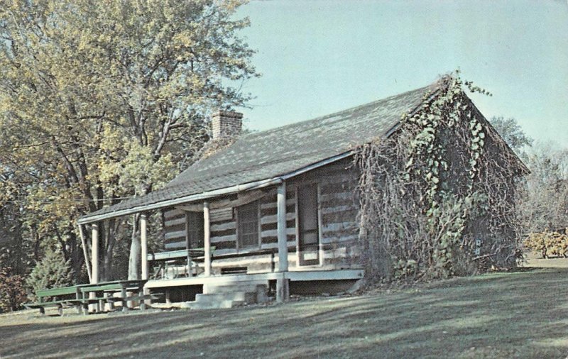 BURLINGTON, Iowa IA   HAWKEYE NATIVES PIONEER LOG CABIN~Crapo Park   Postcard