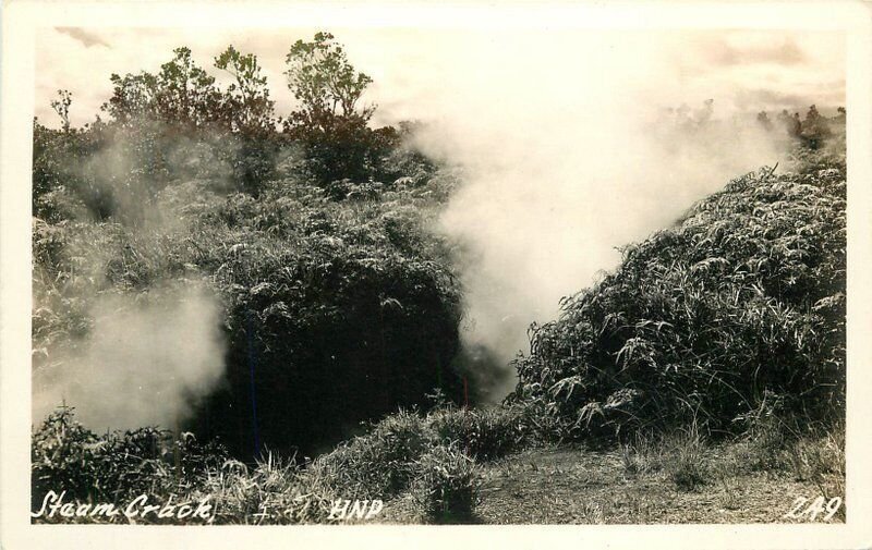 Hawaii 1940s NP Steam Crack Volcano #249 RPPC Photo Postcard 22-5823