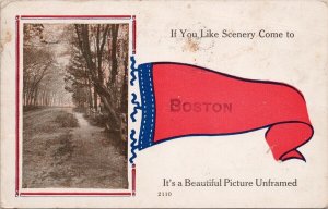 Boston MA Red Pennant 'Beautiful Picture Unframed' Postcard H26