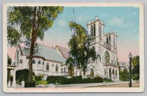 Worcester Massachusetts~Union Congregational Church Front View~Vintage PC