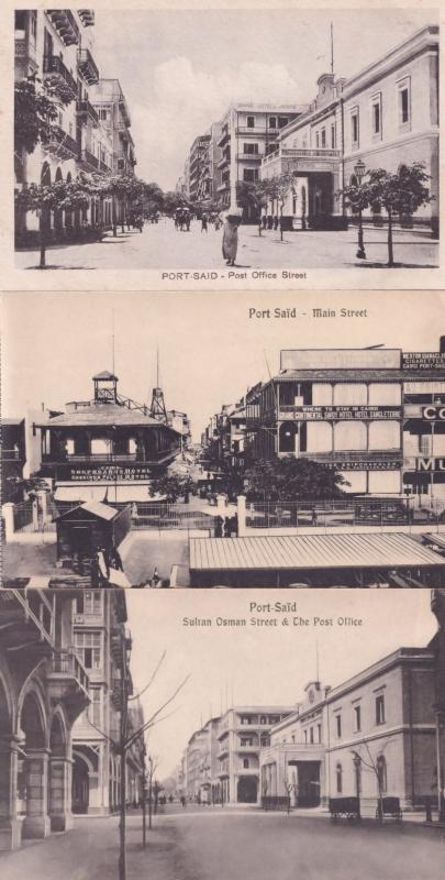 Port Said Post Office Savoy Hotel Main Street 3x Old Postcard s