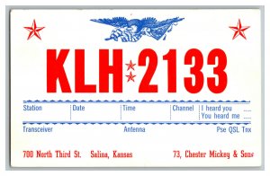 QSL Radio Card From Salina Kansas KLH 2133 