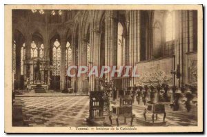 Old Postcard Tournai Interior of the Cathedral