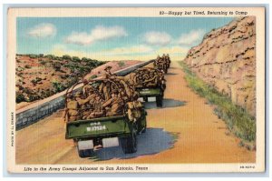 c1940's Military Riding a Military Truck, San Antonio Texas TX Postcard