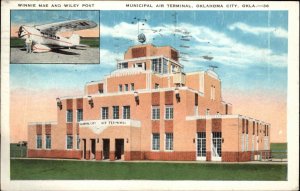 Oklahoma City Oklahoma OK Airport Airplane c1920s Postcard