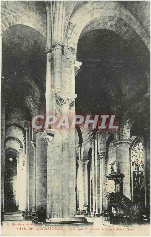 Postcard Old Cite Carcassonne Basilica St Nazaireles Two Warehouses