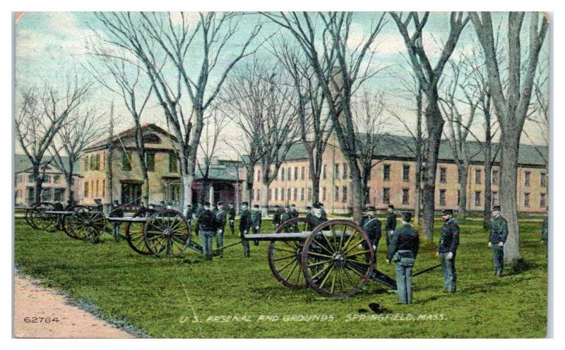 1910 U.S. Arsenal and Grounds, Springfield, MA Parrott Guns Postcard