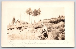 Vintage Postcard Girl Sitting on Grass in Tennessee Pass Central Colorado TN