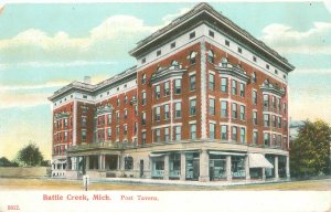 Battle Creek Michigan Post Tavern Litho Postcard Unused