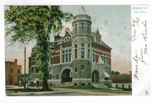 Auburn, New York Post Office Building, unmailed Tuck Postcard with docketing