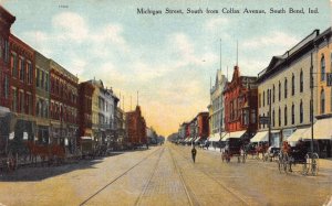 Postcard Michigan Street South From Colfax Avenue in South Bend, Indiana~126687