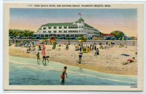 Beach Scene Park Beach Hotel Falmouth Heights Cape Cod Massachusetts postcard